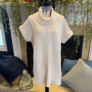 Lane Bryant oatmeal basket weave cowl neck short sleeve tunic sweater 14/16